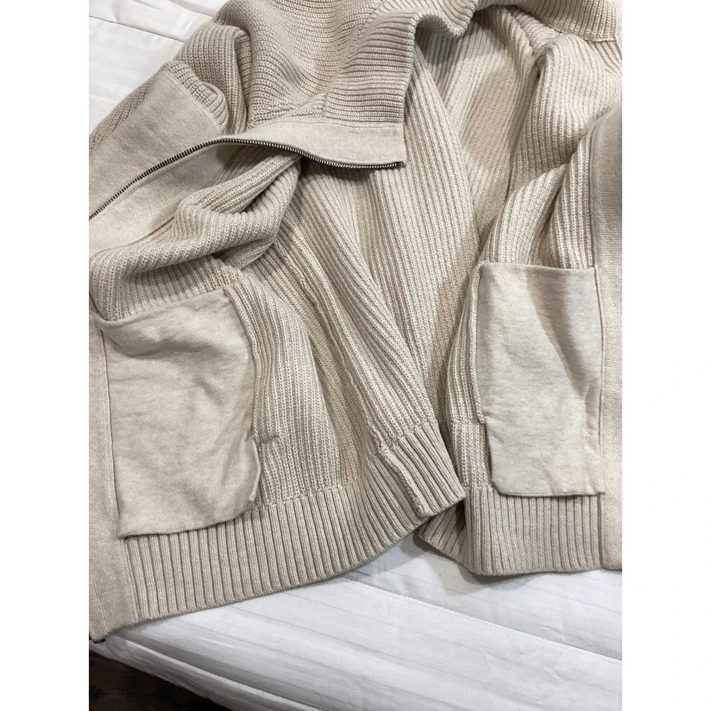 Banana Republic Mens XL Full‎ Zip Heavy Ribbed Cardigan Sweater Elbow Patches